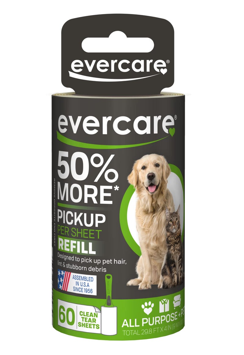 Evercare Pet Lint Roller 60 Layer Refill, 1-Count, Green - Image 1